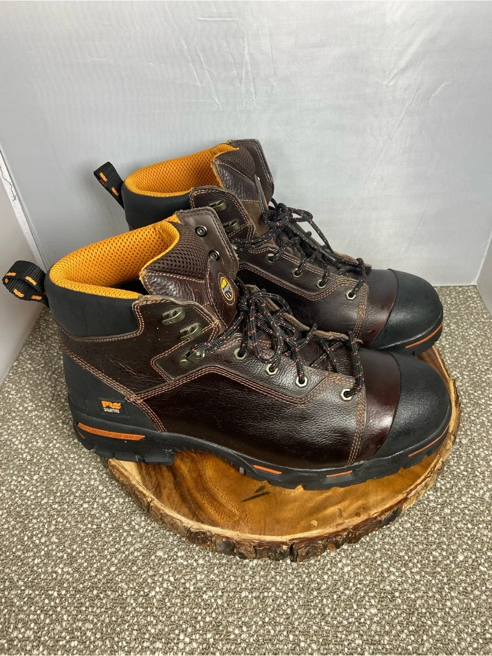 Men's Timberland  Pro Puncture Resistant Safety Work Boots  Brown and Orange .